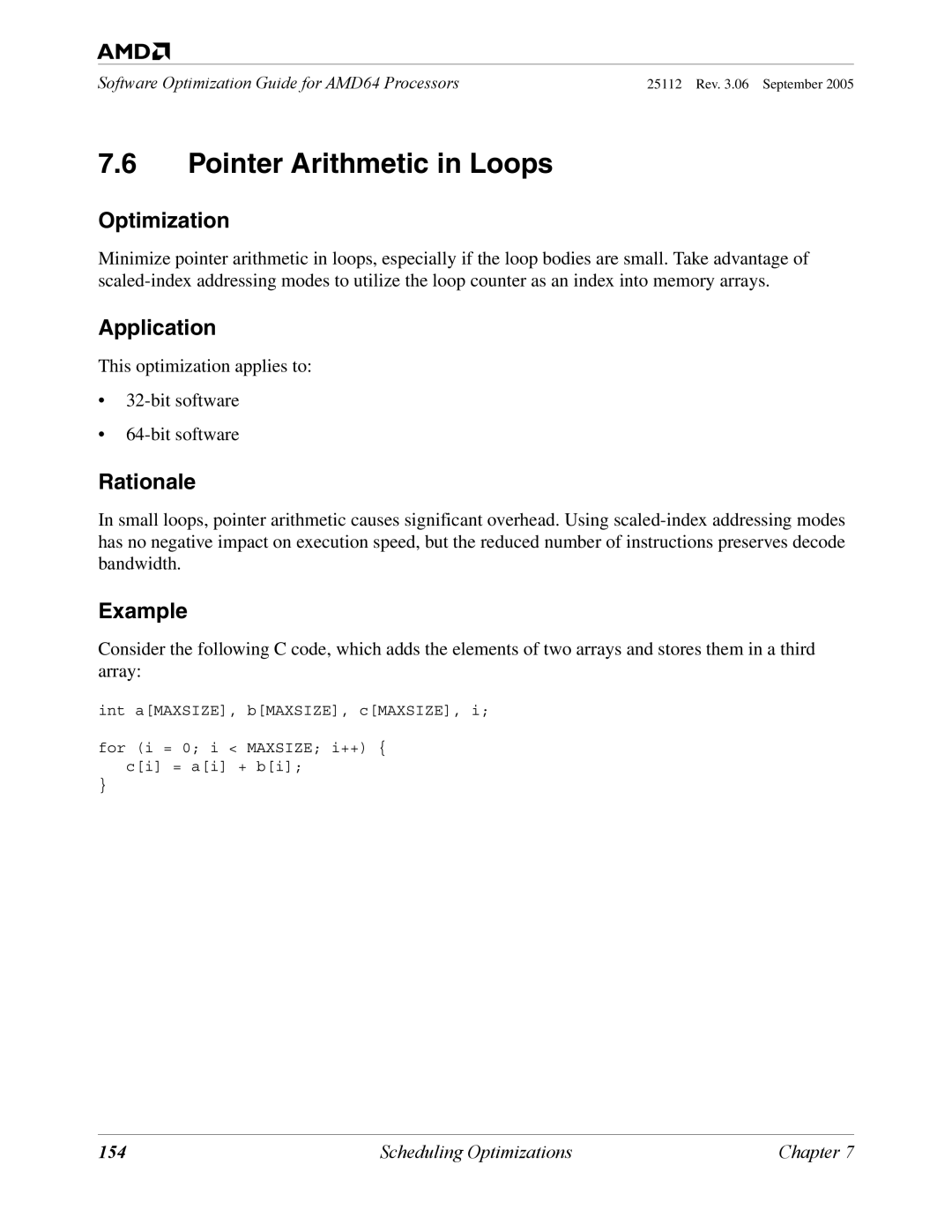 AMD 250 manual Pointer Arithmetic in Loops, 154 