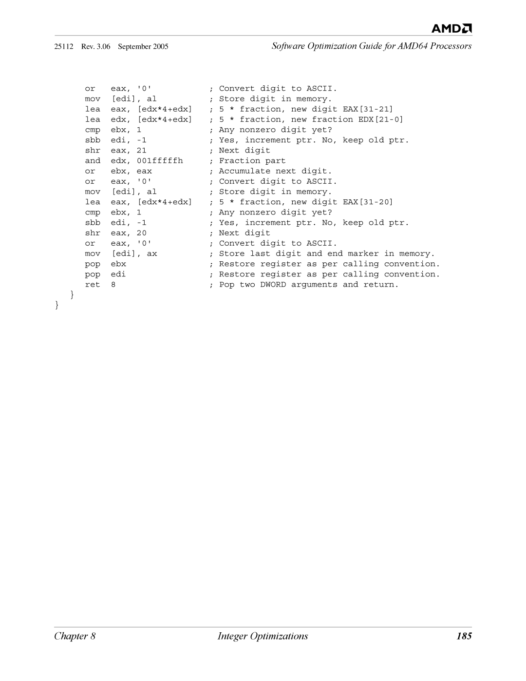 AMD 250 manual 185 