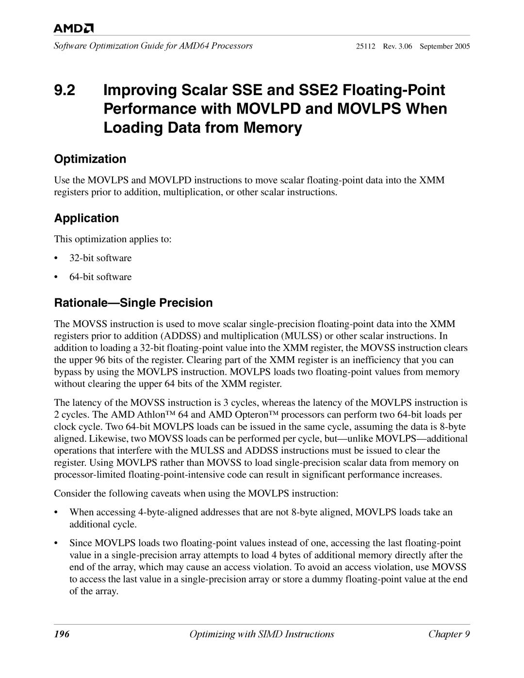 AMD 250 manual Rationale-Single Precision, 196 