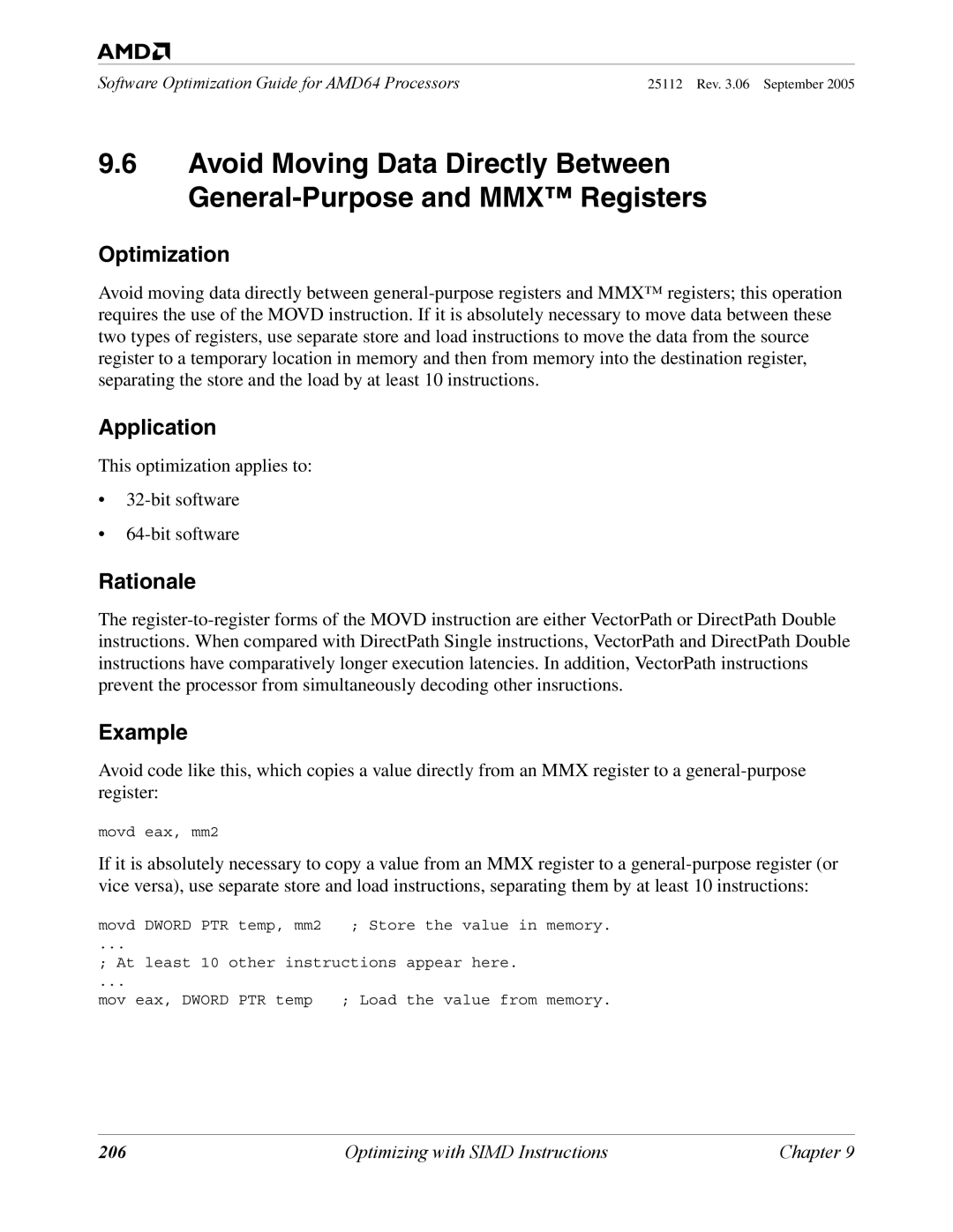 AMD 250 manual Optimization, 206 