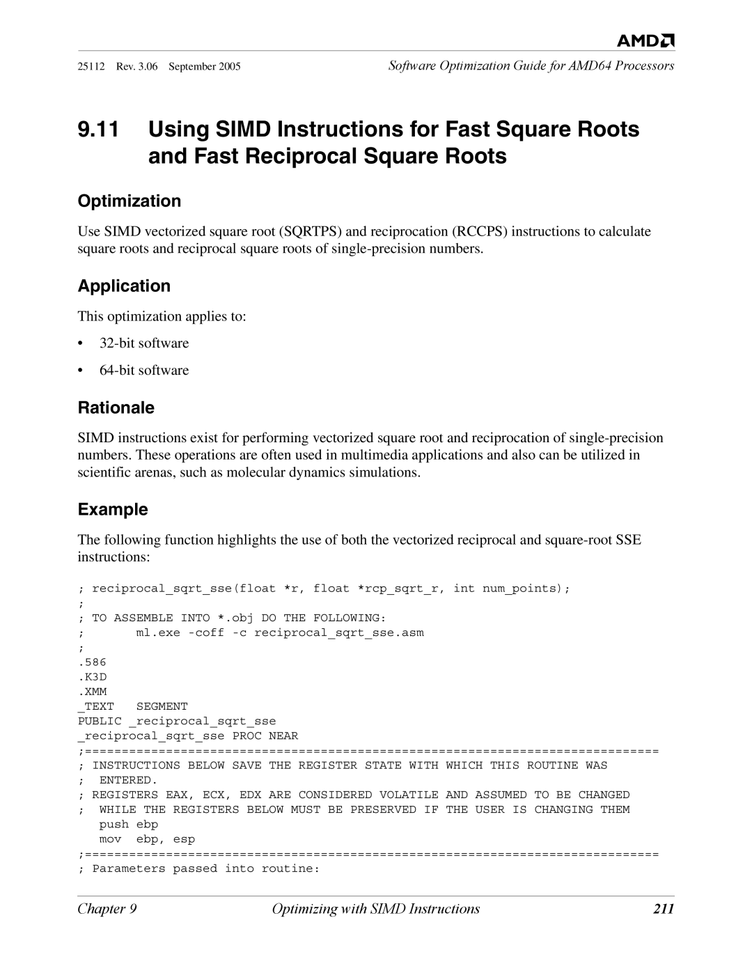 AMD 250 manual 211, XMM Text Segment 