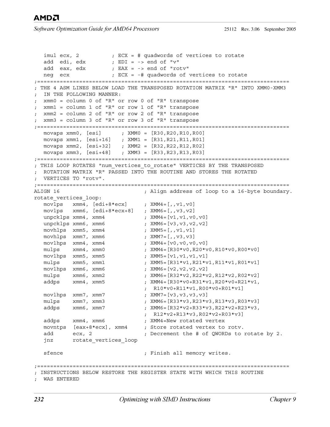 AMD 250 manual 232, XMM3 