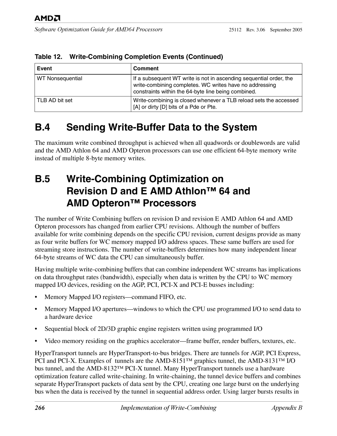 AMD 250 manual Sending Write-Buffer Data to the System, 266 