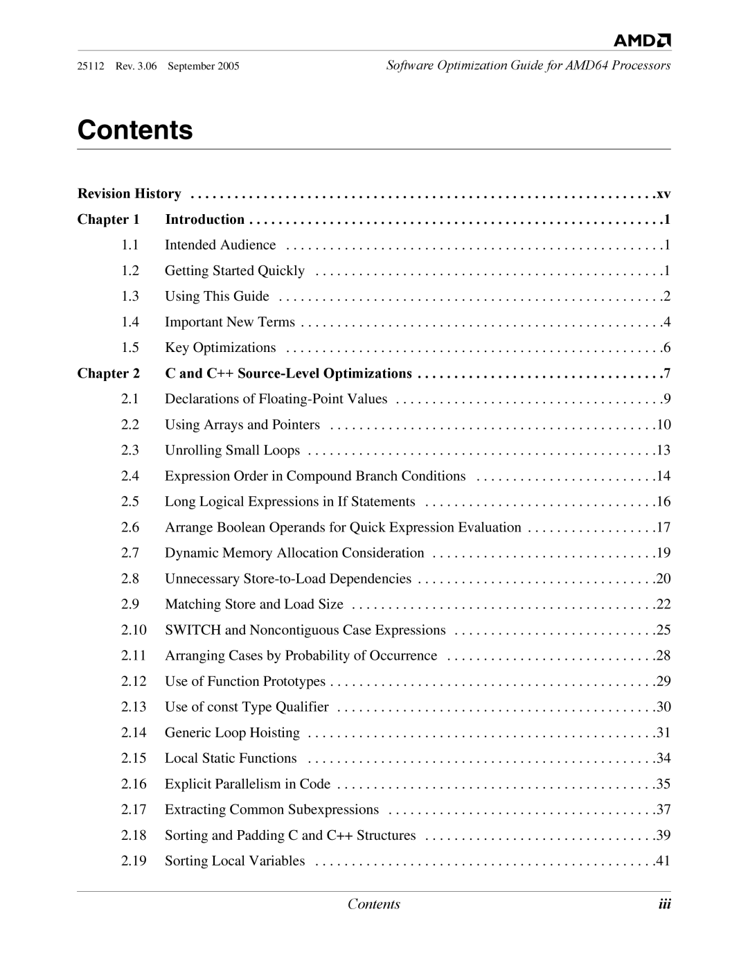 AMD 250 manual Contents 