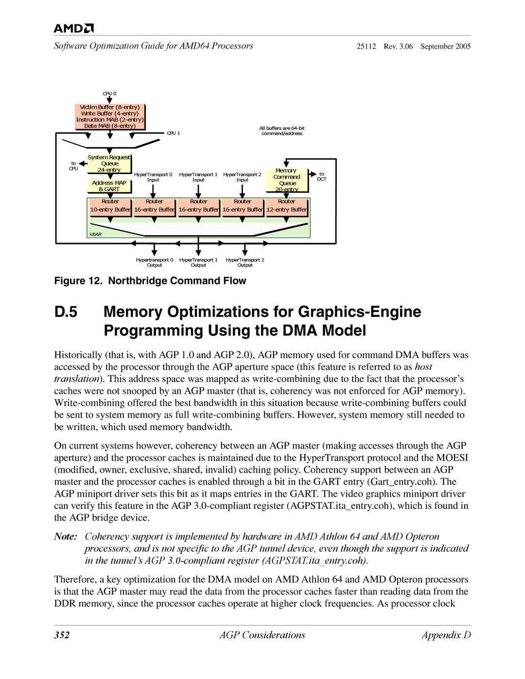 AMD 250 manual Northbridge Command Flow, 352 