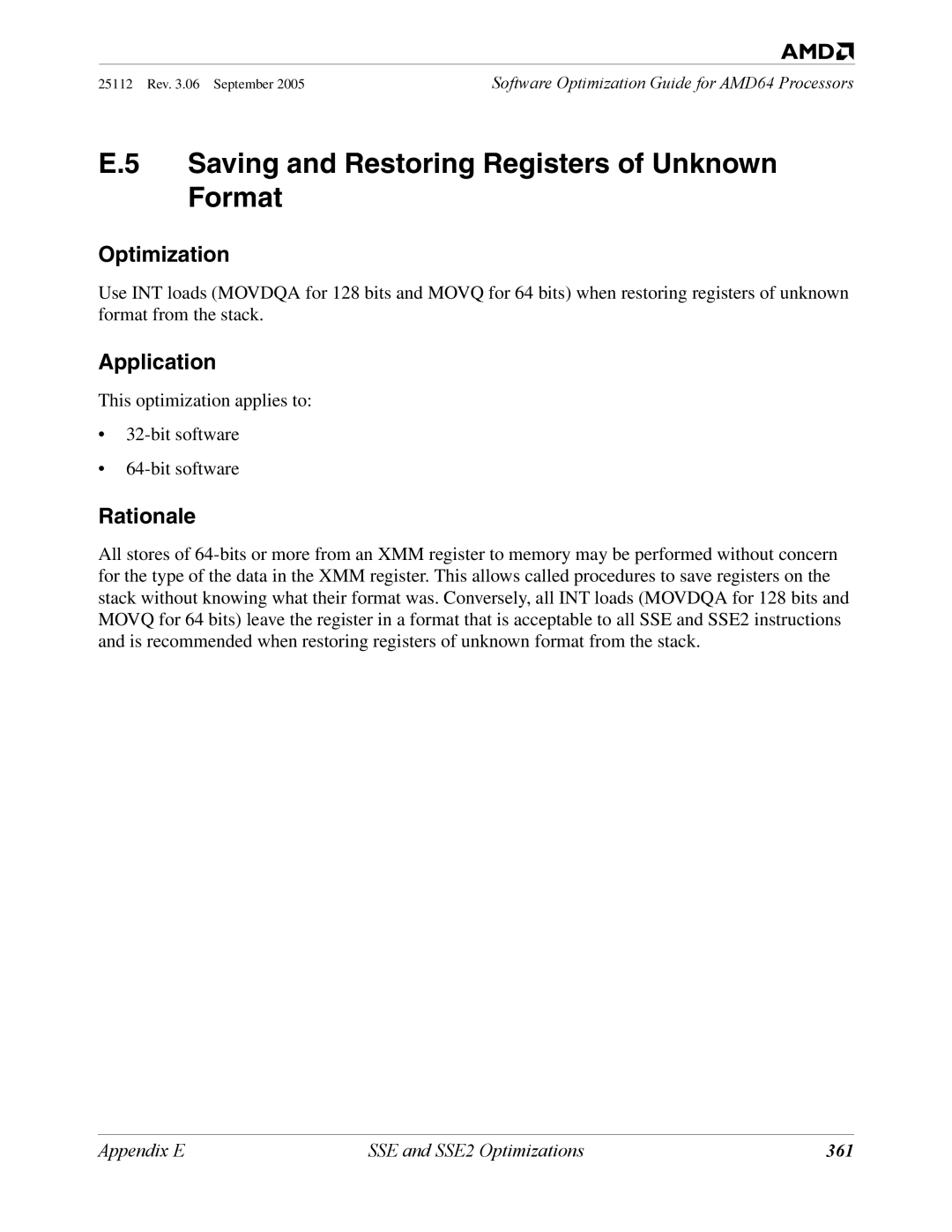 AMD 250 manual Saving and Restoring Registers of Unknown Format, 361 