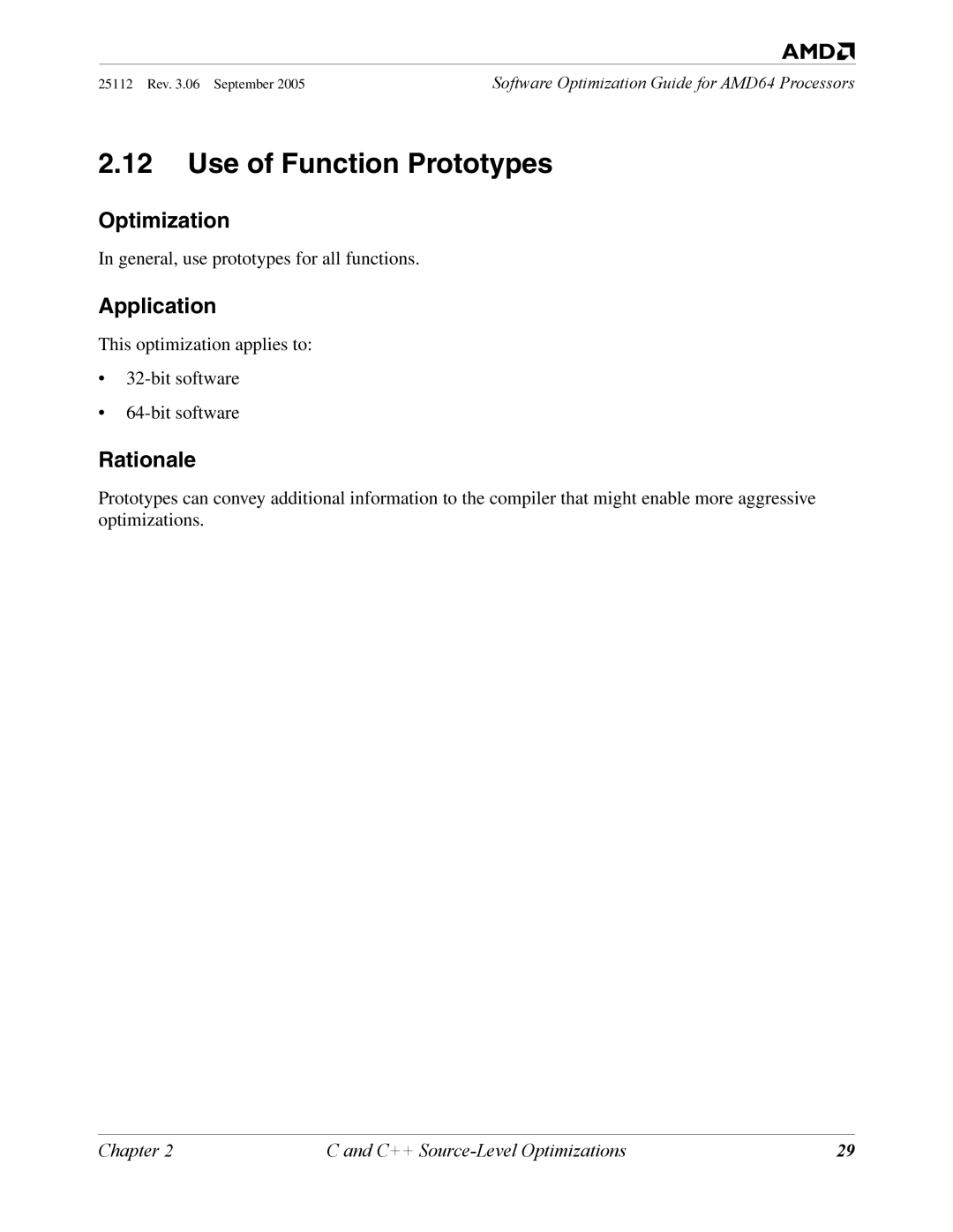 AMD 250 manual Use of Function Prototypes 