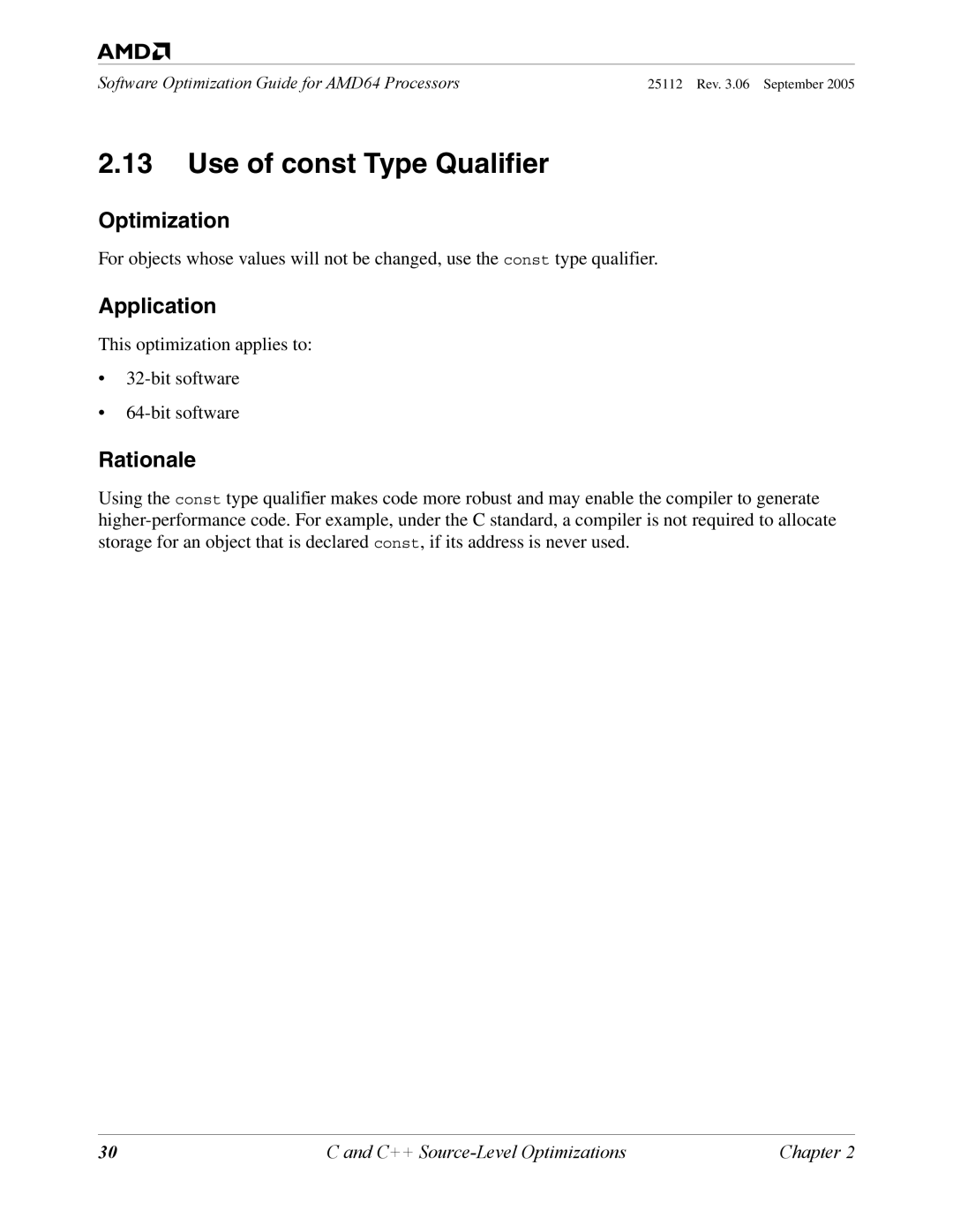 AMD 250 manual Use of const Type Qualifier 