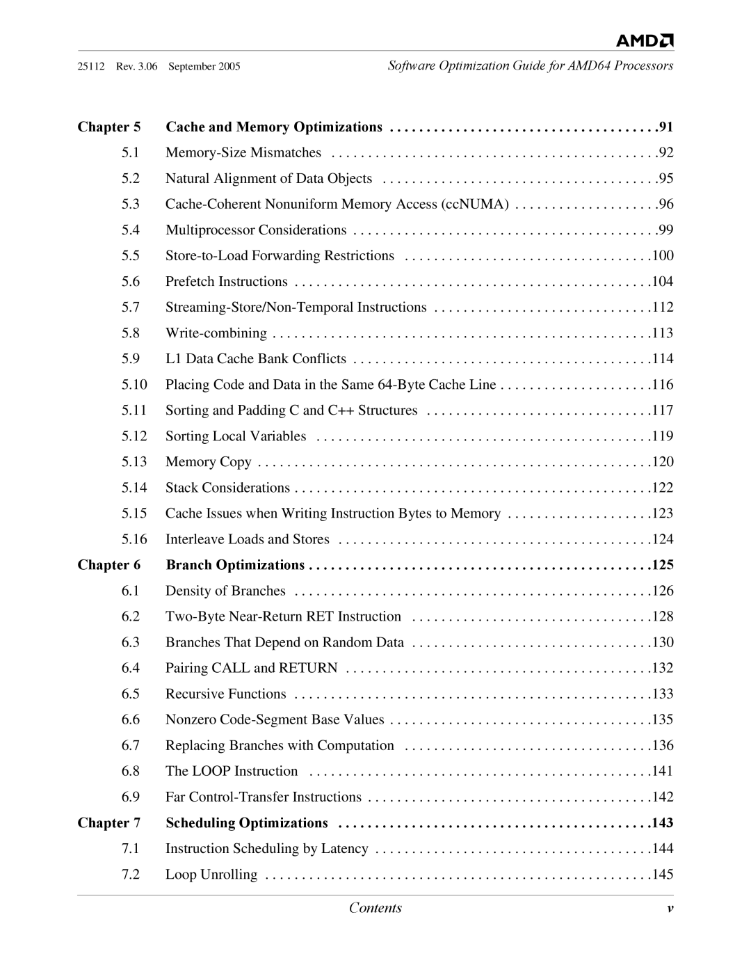 AMD 250 manual Chapter Cache and Memory Optimizations 