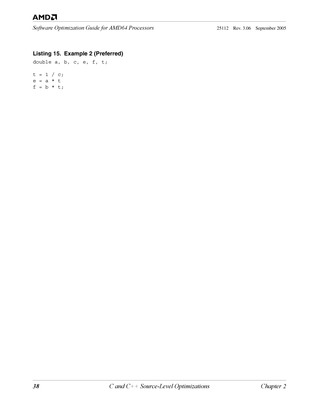 AMD 250 manual Listing 15. Example 2 Preferred 