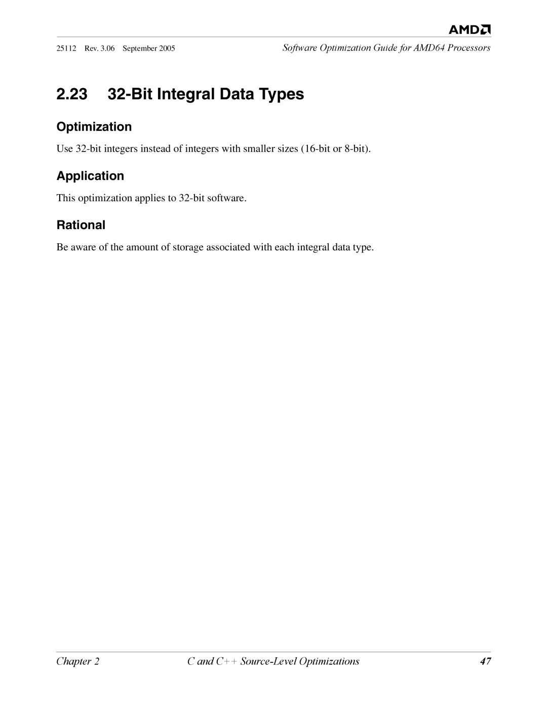 AMD 250 manual 23 32-Bit Integral Data Types, Rational 