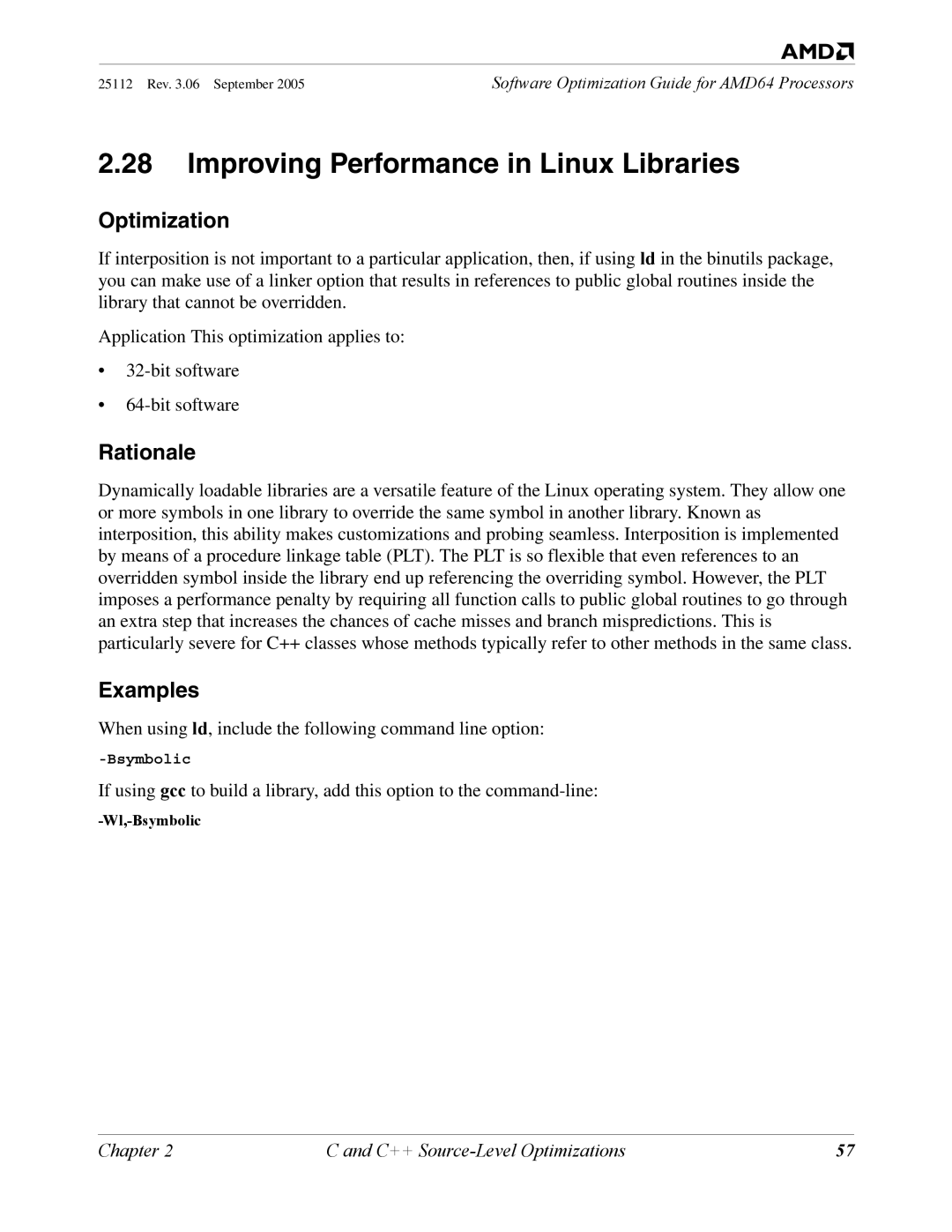 AMD 250 manual Improving Performance in Linux Libraries, Optimization 