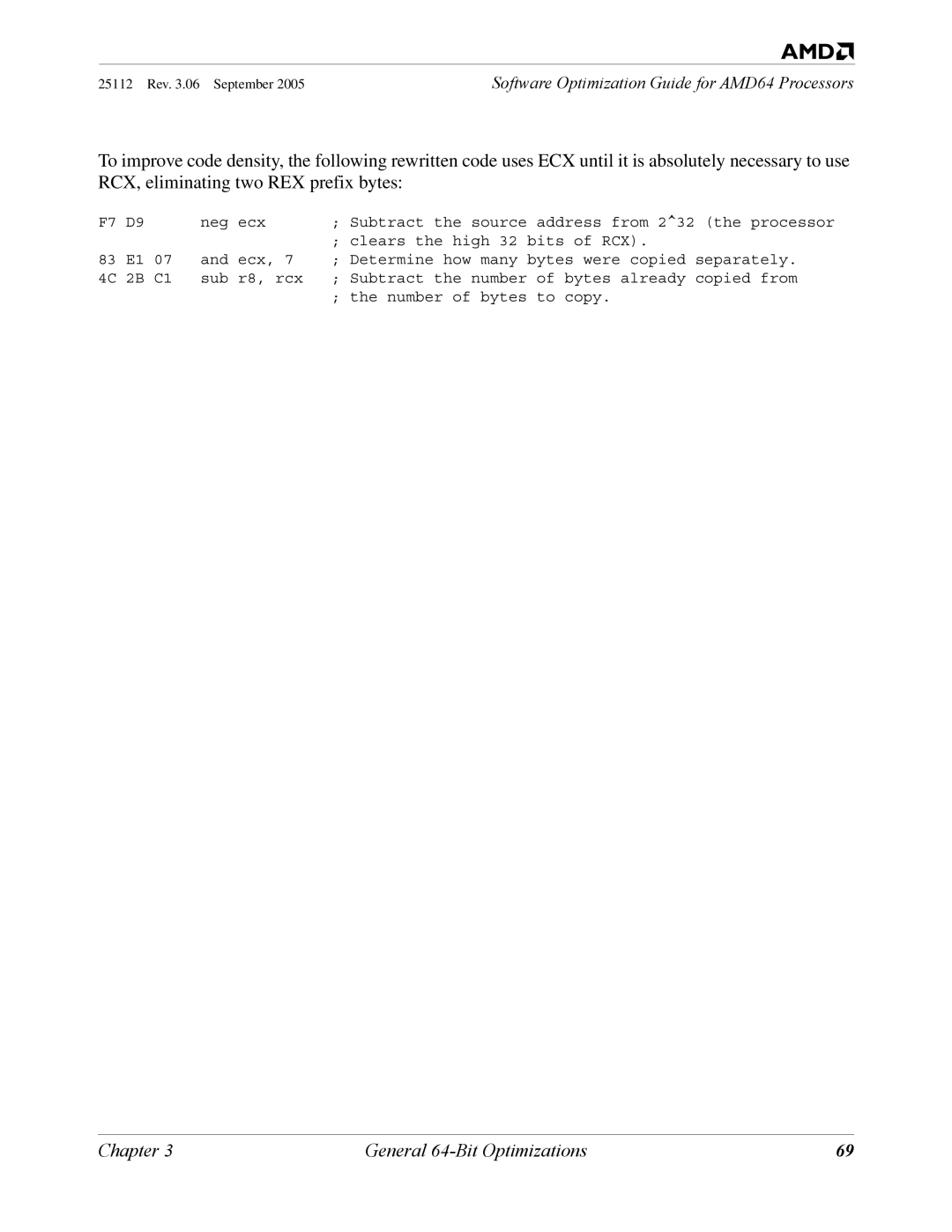 AMD 250 manual Chapter General 64-Bit Optimizations 