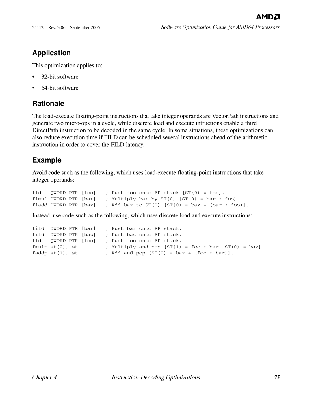 AMD 250 manual Application 