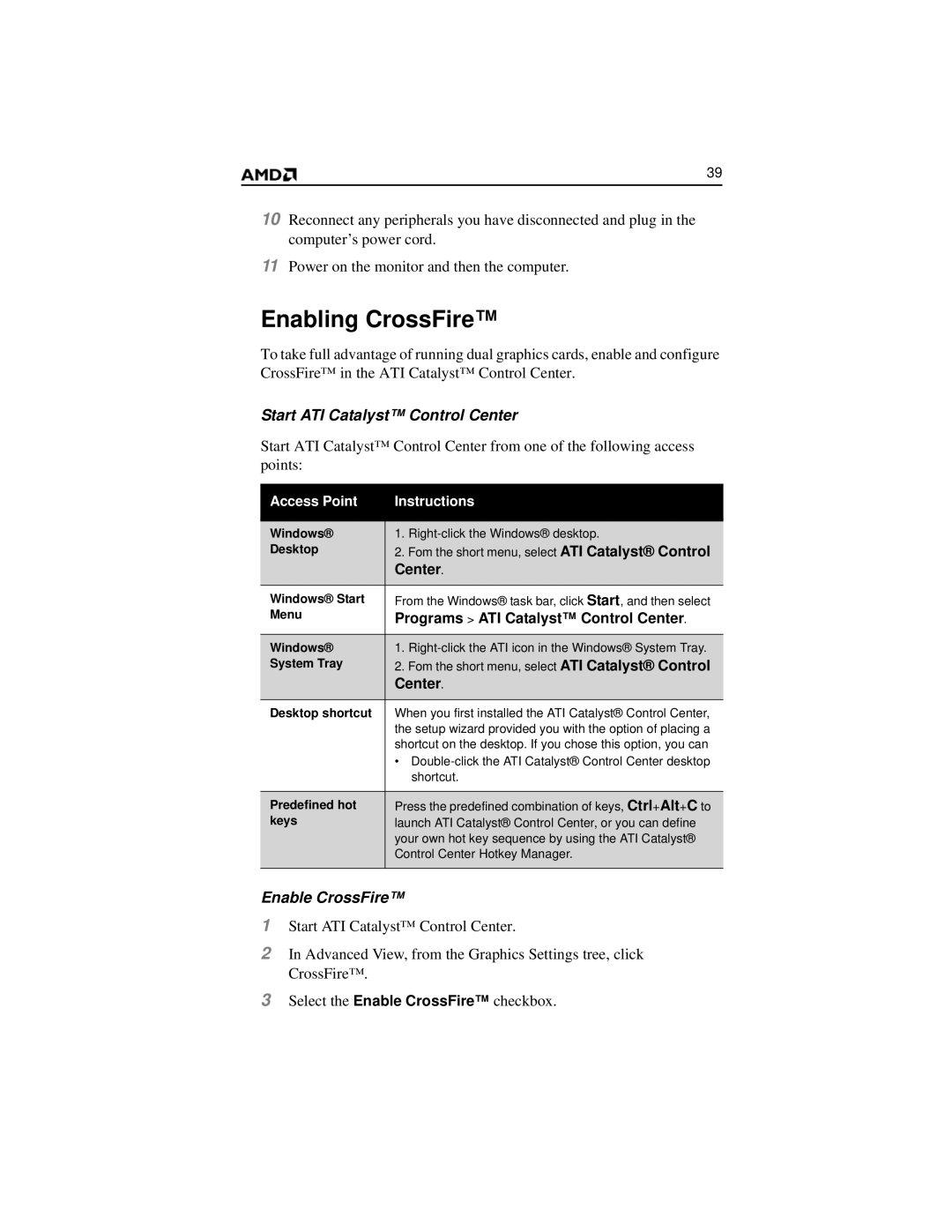 AMD 2600 manual Enabling CrossFire, Enable CrossFire 