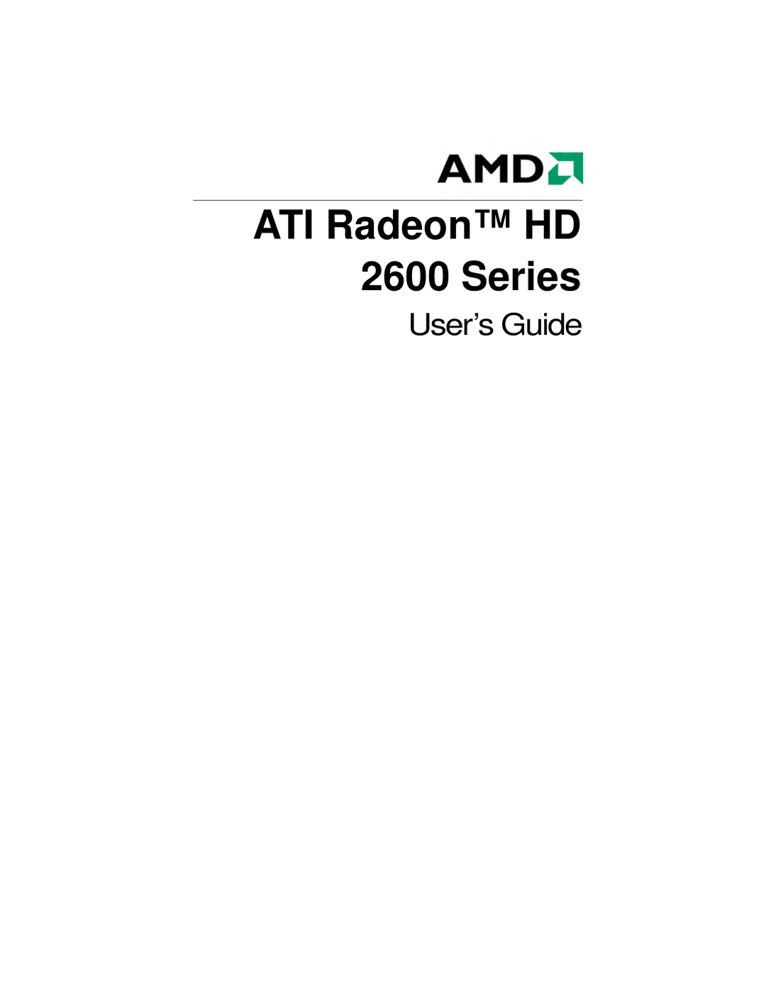 AMD manual ATI Radeon HD 2600 Series 