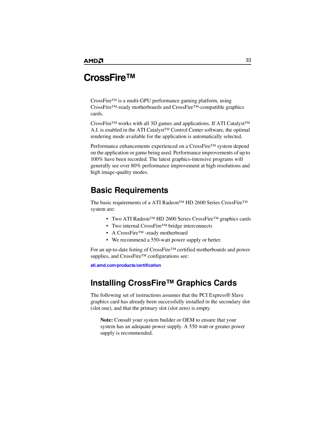 AMD 2600 manual Basic Requirements, Installing CrossFire Graphics Cards 