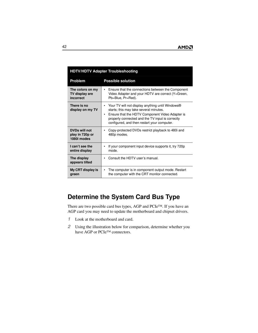 AMD 2600 manual Determine the System Card Bus Type 