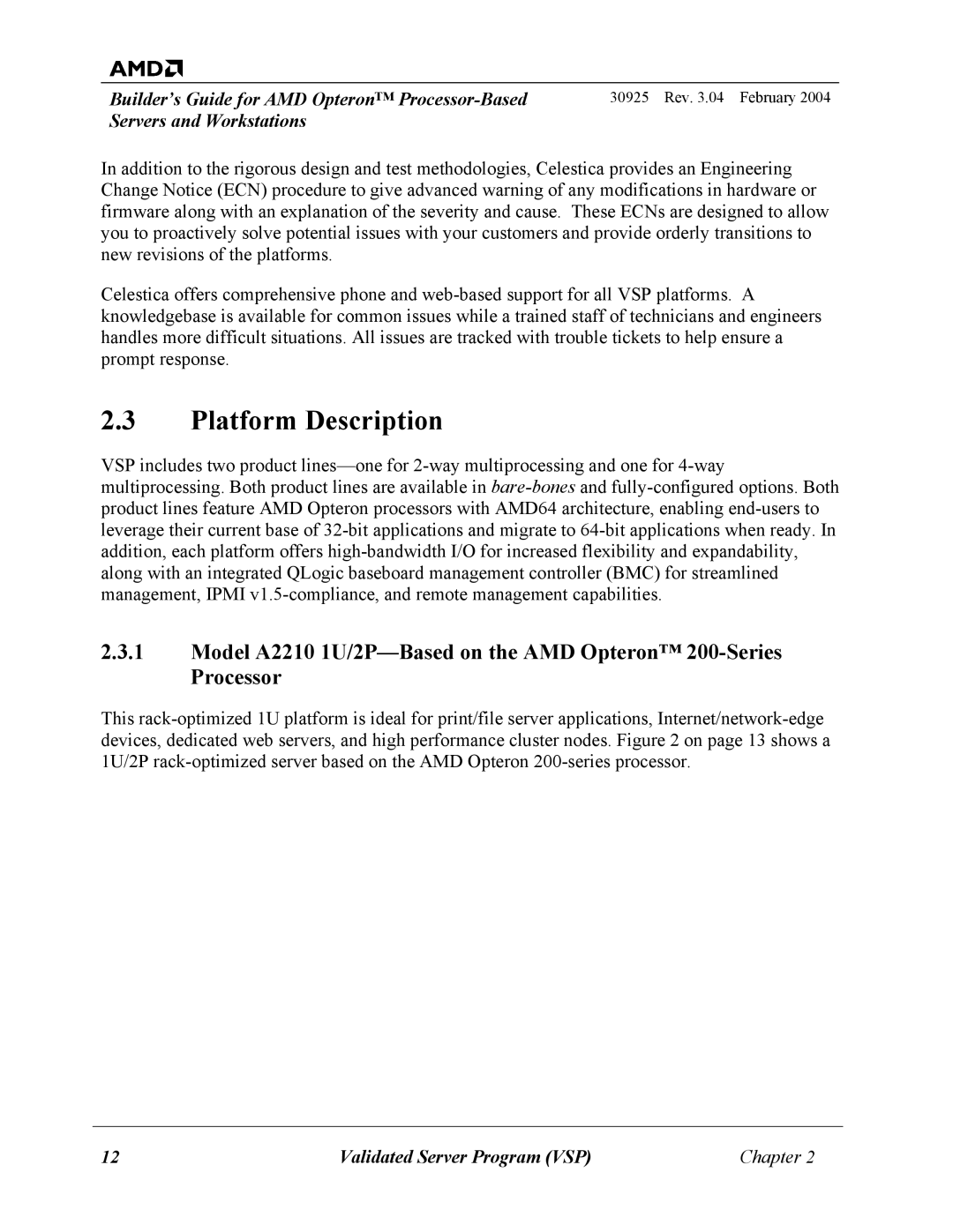 AMD 30925 manual Platform Description 