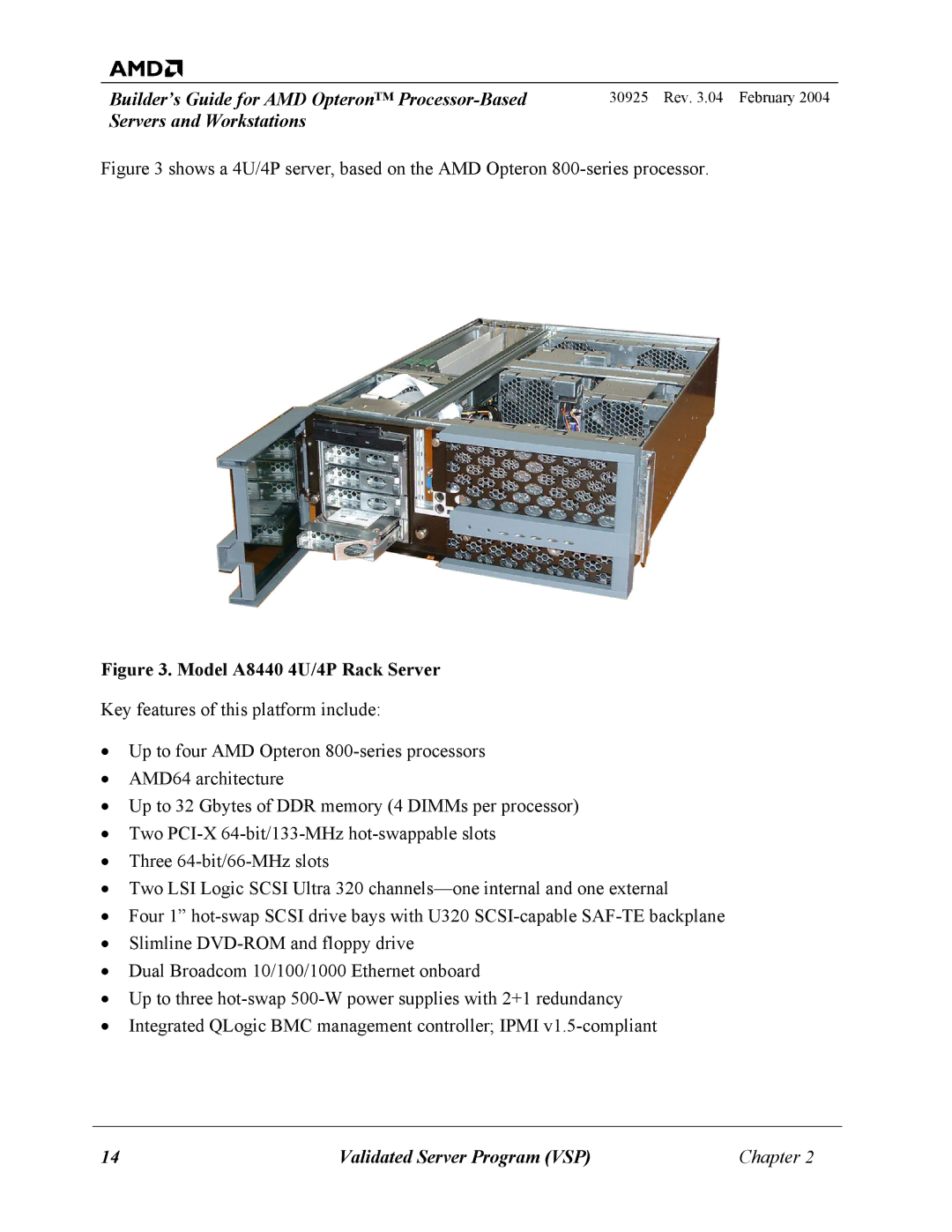 AMD 30925 manual Model A8440 4U/4P Rack Server 