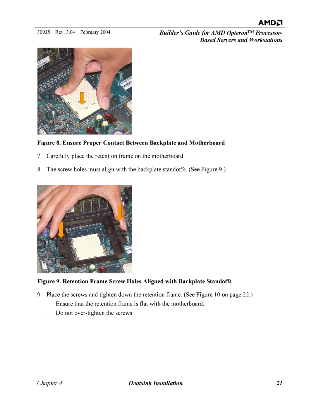 AMD 30925 manual Ensure Proper Contact Between Backplate and Motherboard 