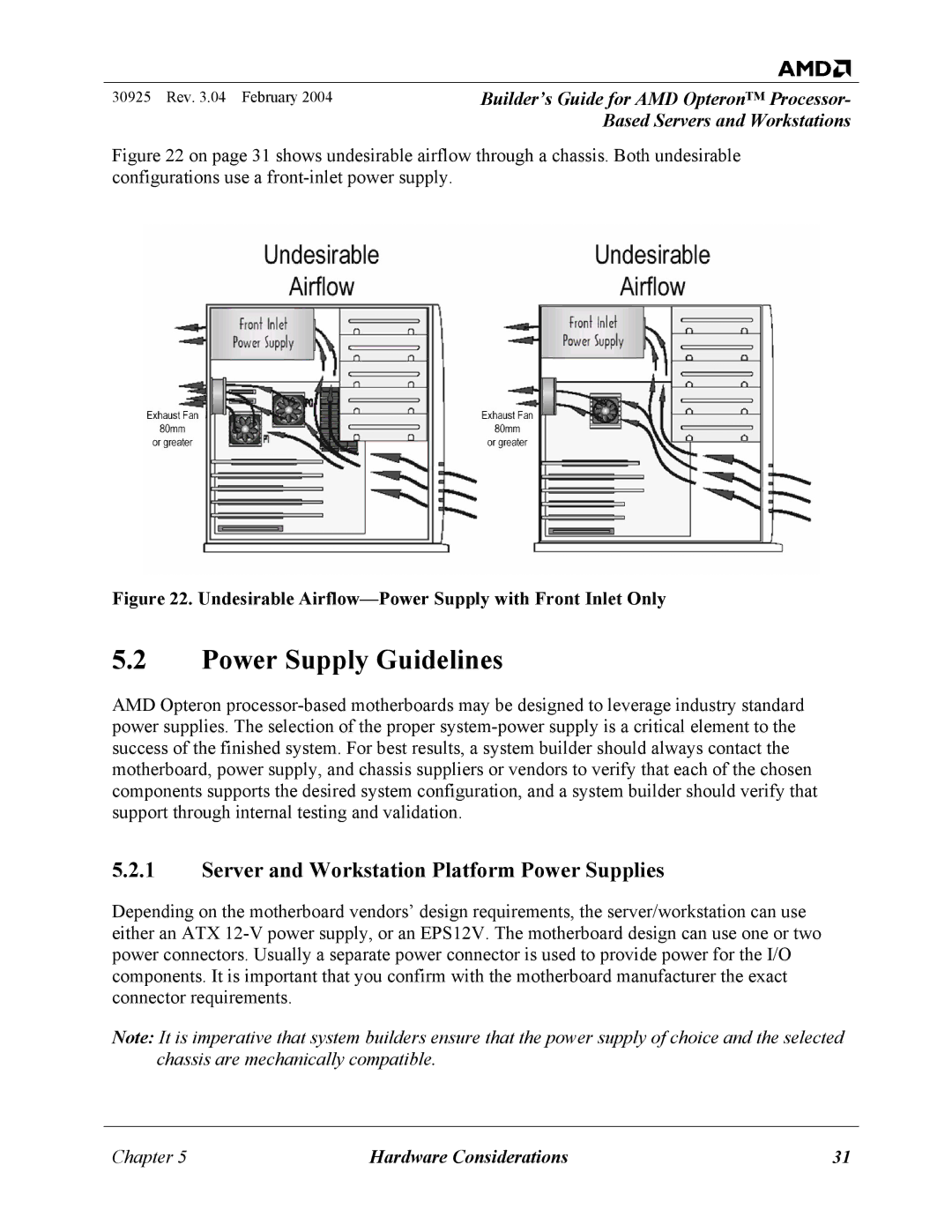 AMD 30925 manual Power Supply Guidelines, Server and Workstation Platform Power Supplies 