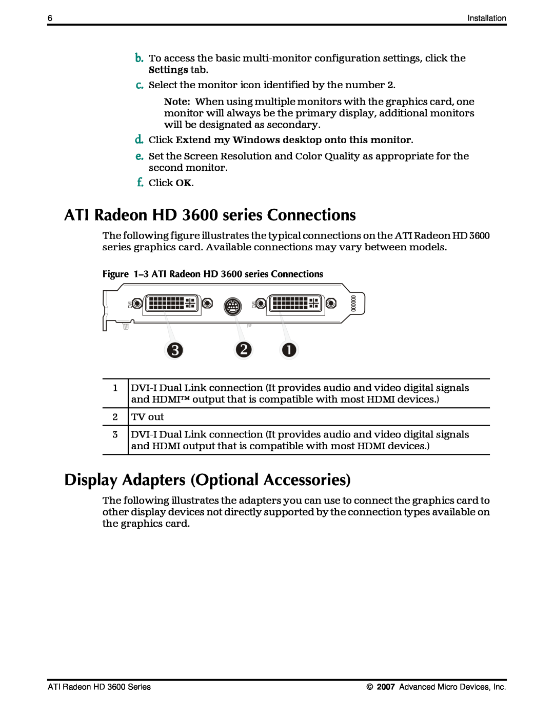AMD 3600 manual Installation, Advanced Micro Devices, Inc 