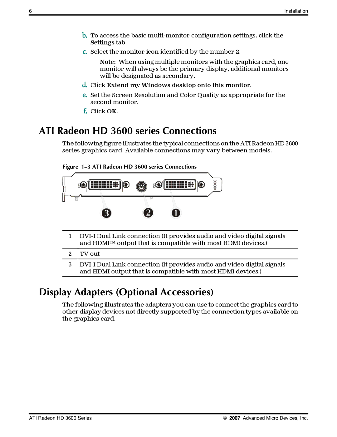 AMD 3600 manual Installation Advanced Micro Devices, Inc 