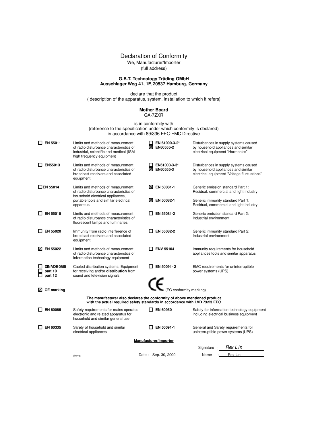 AMD 4118 specifications Declaration of Conformity 