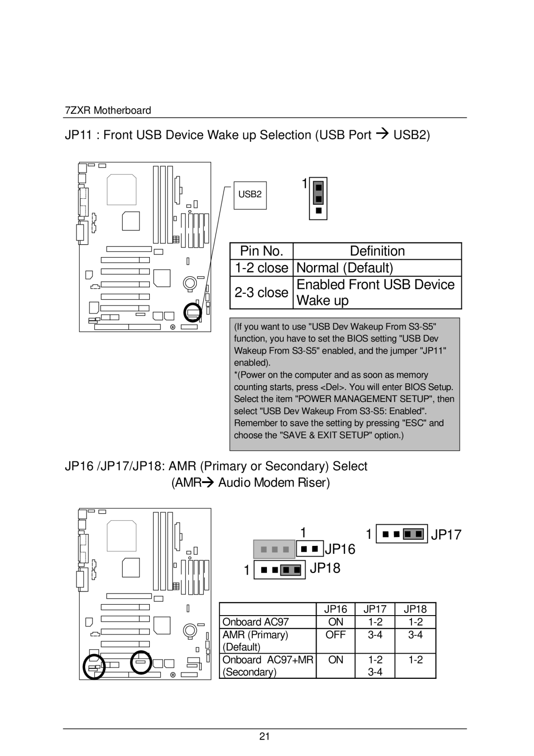 AMD 4118 specifications JP11 Front USB Device Wake up Selection USB Port Æ USB2 