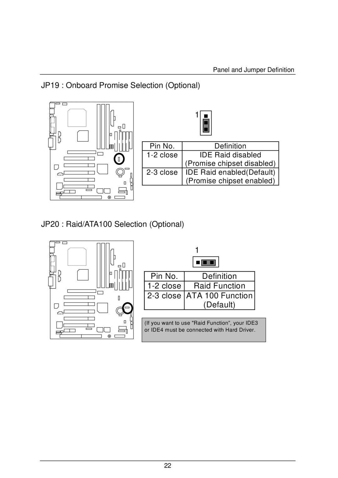 AMD 4118 specifications JP19 Onboard Promise Selection Optional 