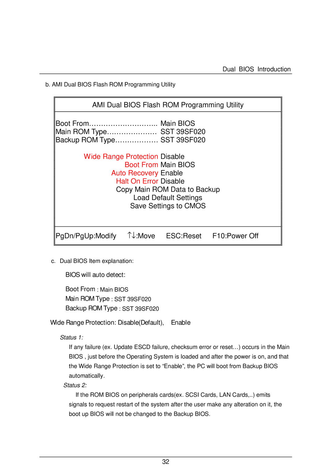 AMD 4118 specifications Bios will auto detect, Status 