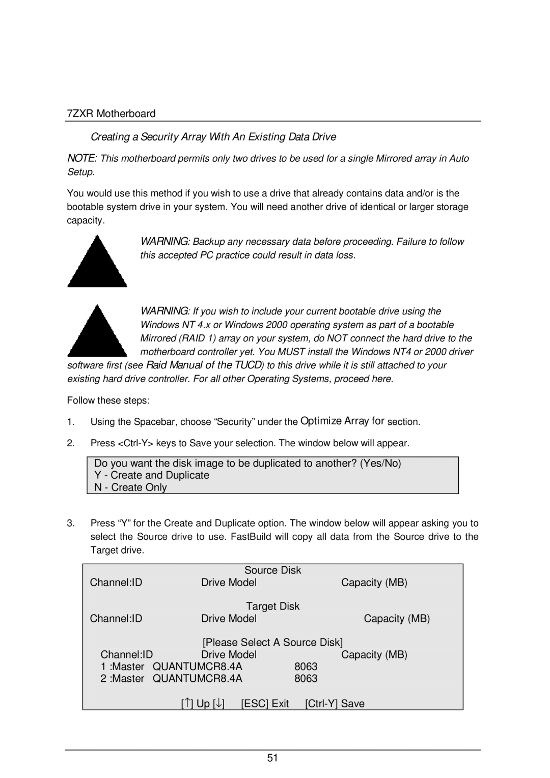 AMD 4118 specifications Creating a Security Array With An Existing Data Drive 