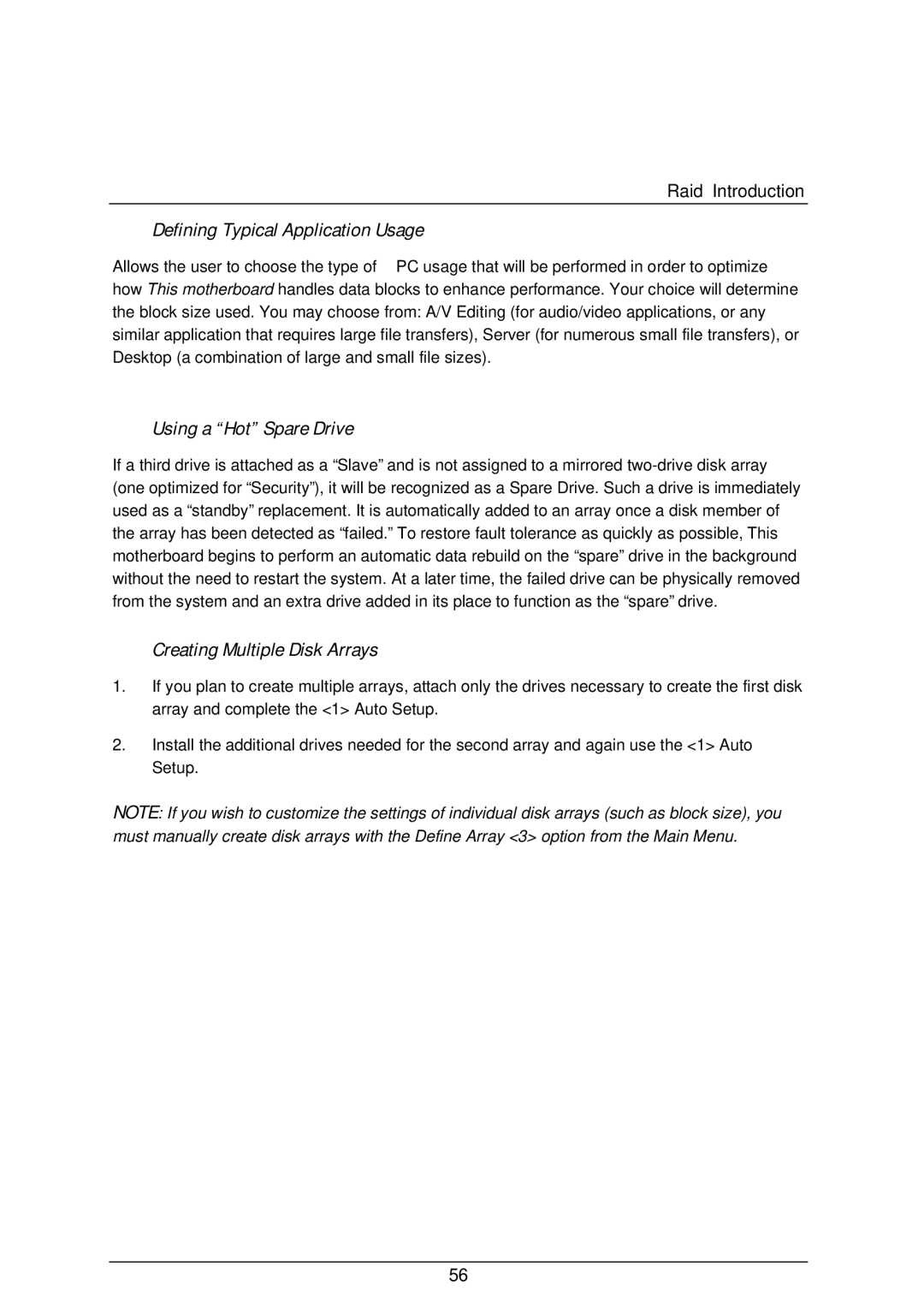 AMD 4118 specifications Defining Typical Application Usage, Using a Hot Spare Drive, Creating Multiple Disk Arrays 