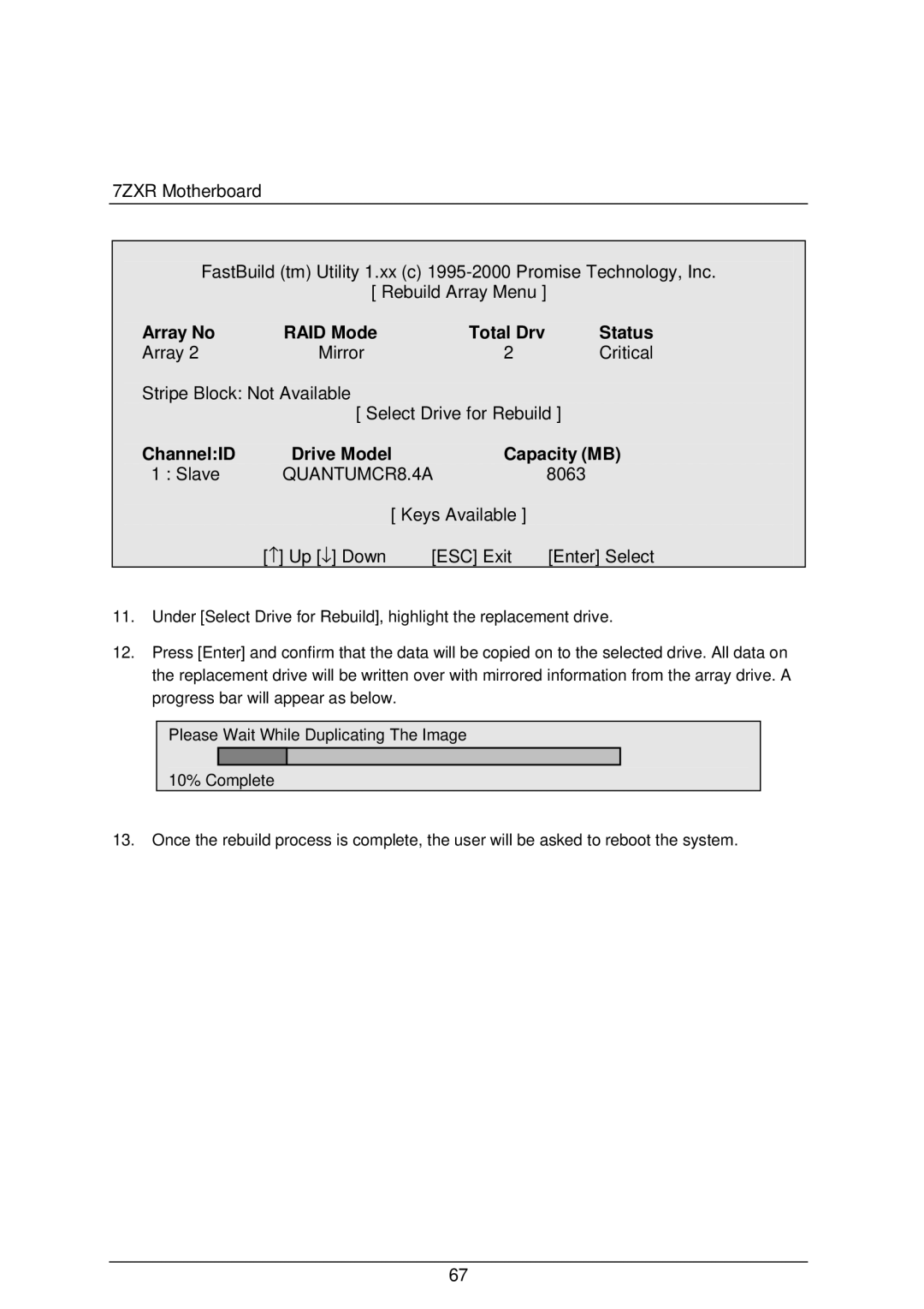 AMD 4118 specifications Keys Available ↑ Up ↓ Down ESC Exit Enter Select 