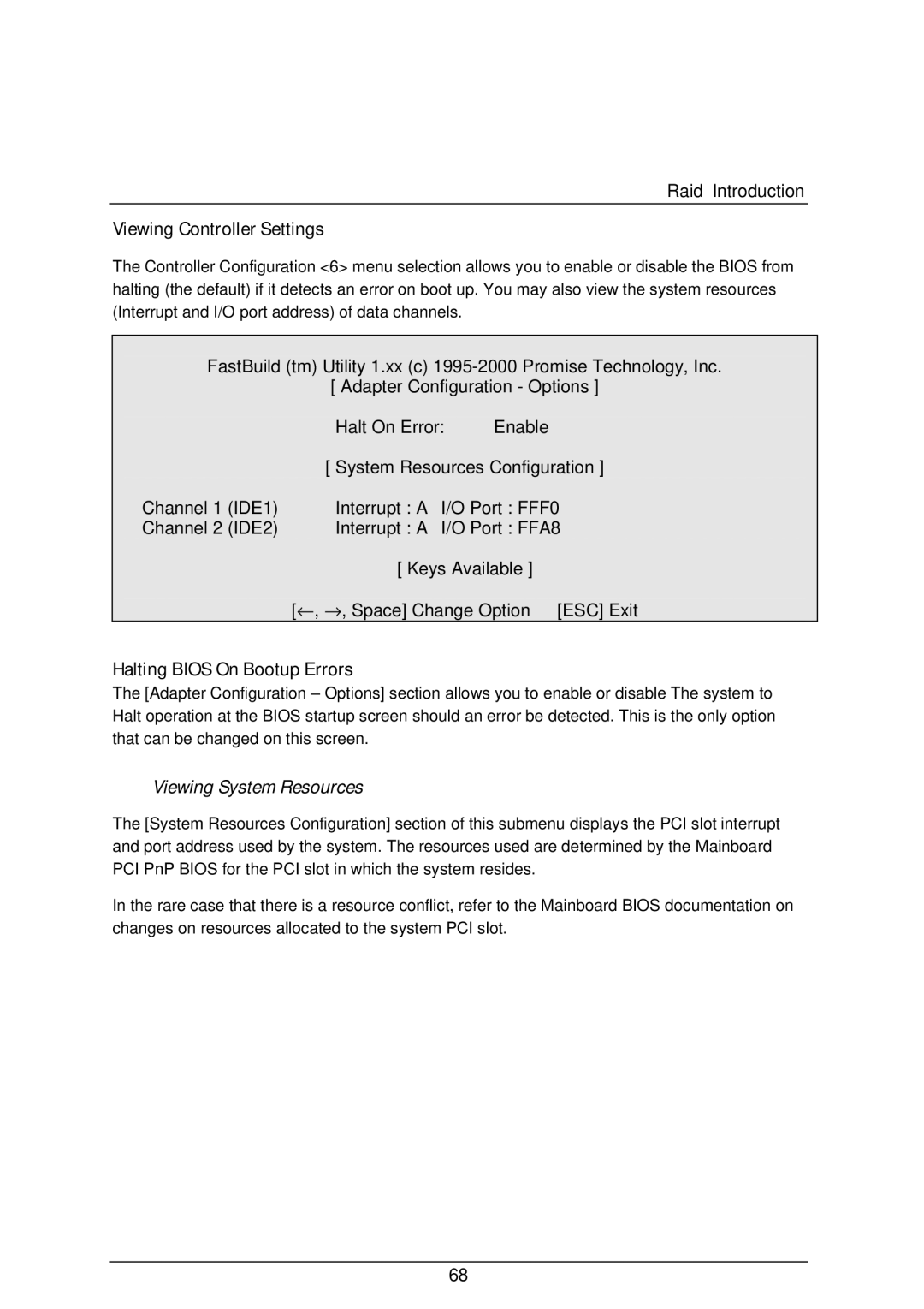 AMD 4118 specifications Viewing Controller Settings, Halting Bios On Bootup Errors, Viewing System Resources 