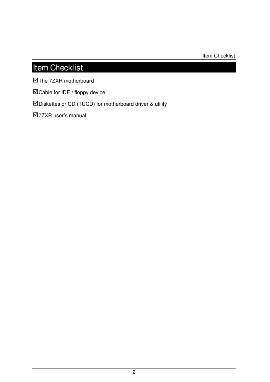 AMD 4118 specifications Item Checklist 