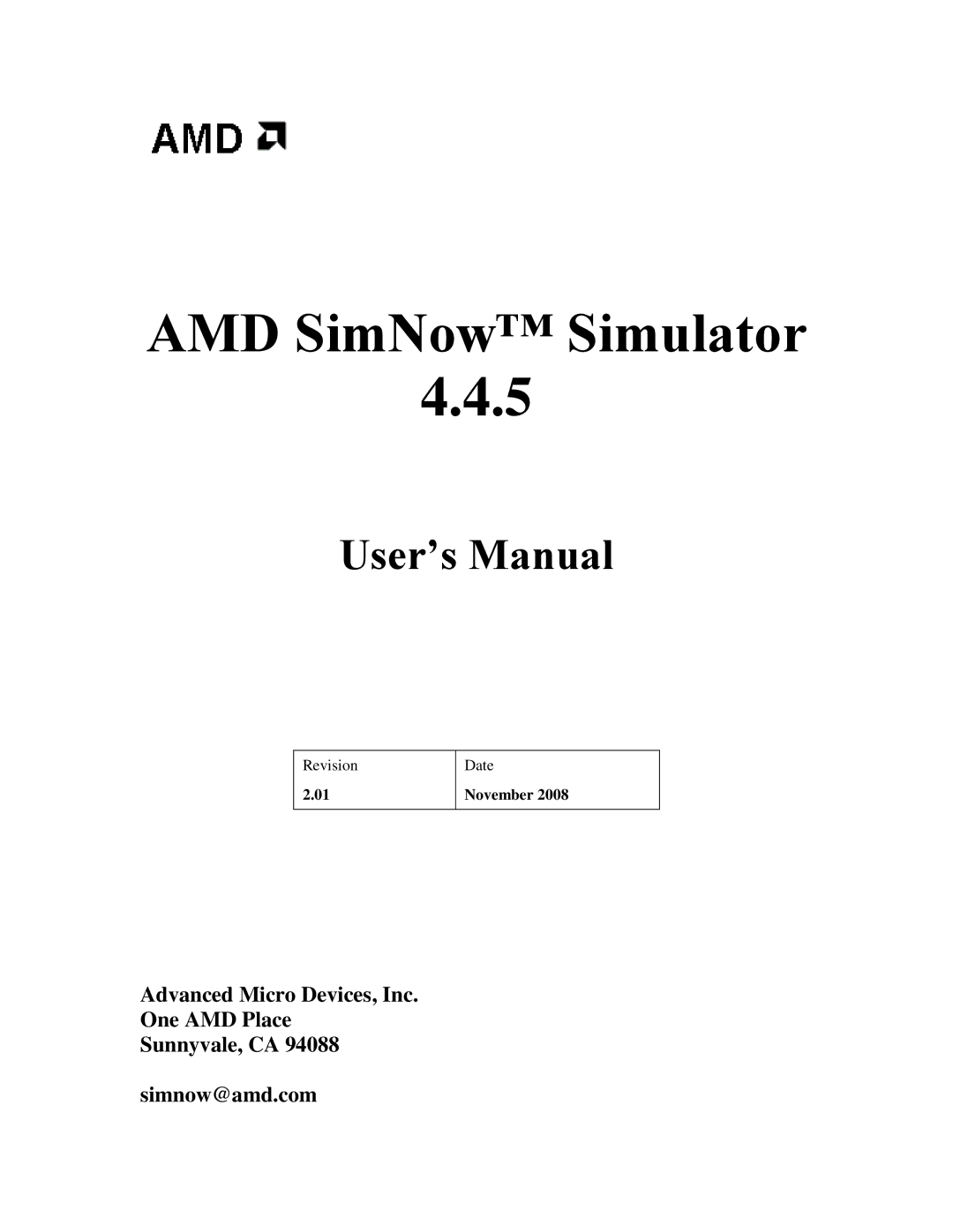 AMD 4.4.5 user manual AMD SimNow Simulator 