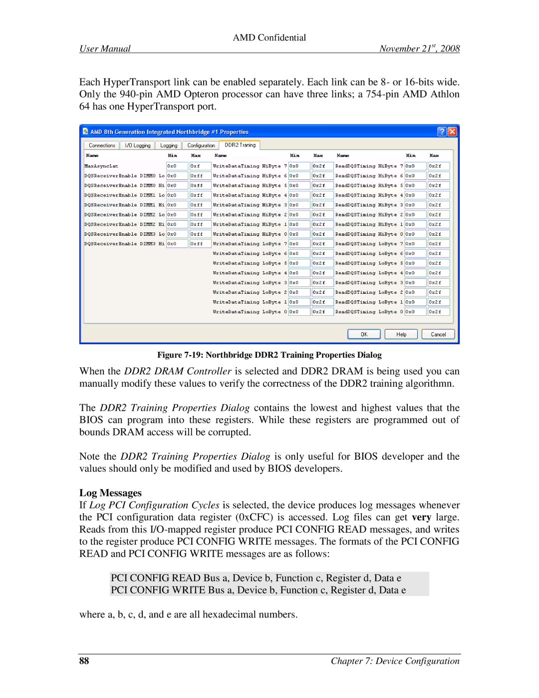 AMD 4.4.5 user manual Northbridge DDR2 Training Properties Dialog 