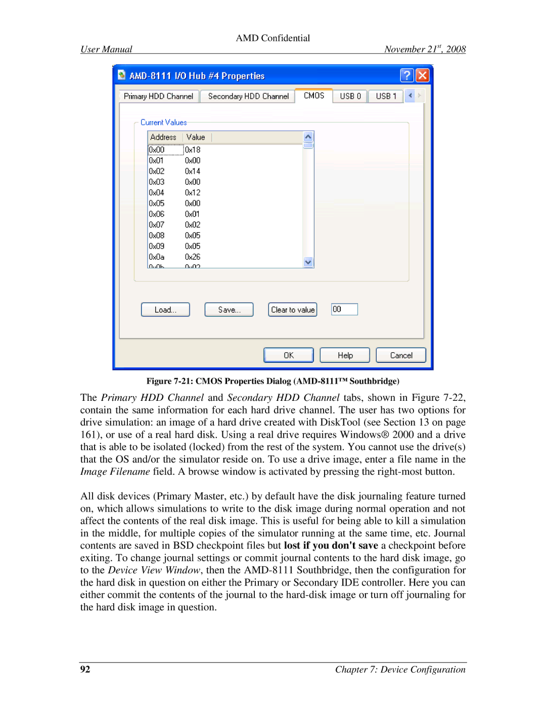 AMD 4.4.5 user manual Cmos Properties Dialog AMD-8111 Southbridge 