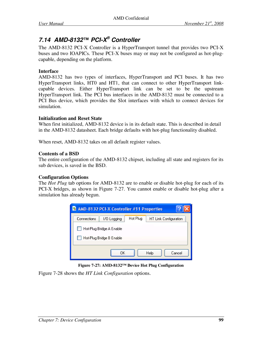 AMD 4.4.5 user manual AMD-8132 PCI-XController, AMD-8132 Device Hot Plug Configuration 