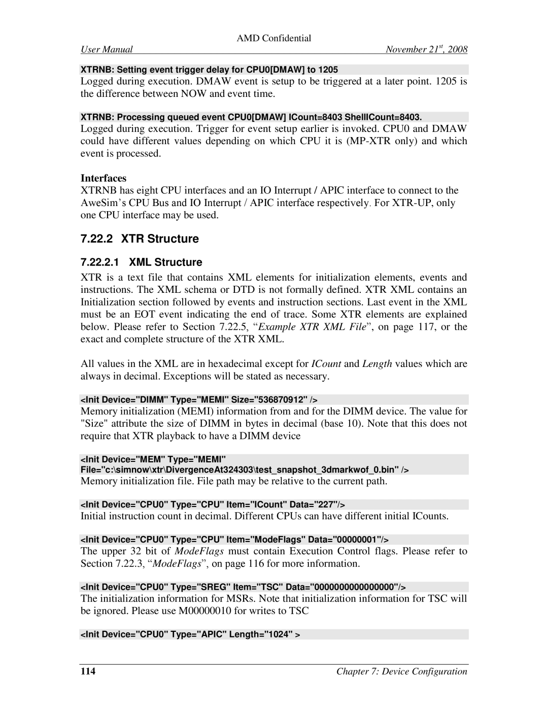 AMD 4.4.5 user manual XTR Structure, XML Structure 