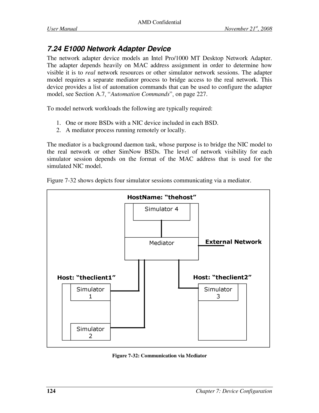 AMD 4.4.5 user manual 24 E1000 Network Adapter Device, Communication via Mediator 