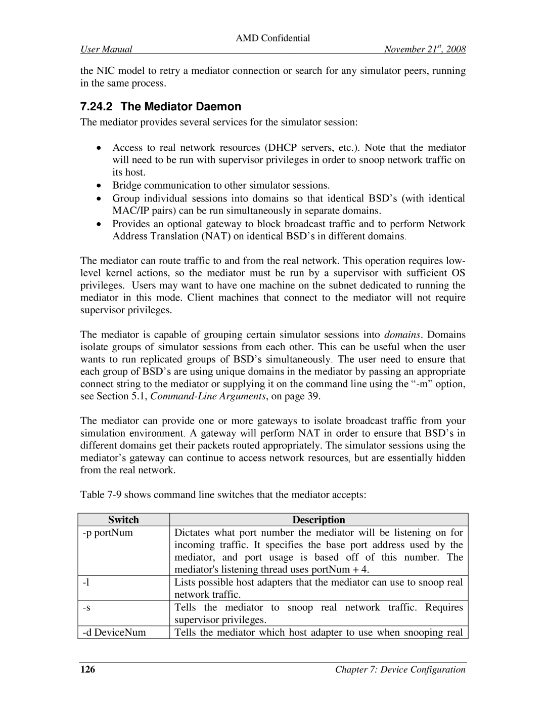 AMD 4.4.5 user manual Mediator Daemon, Switch Description 