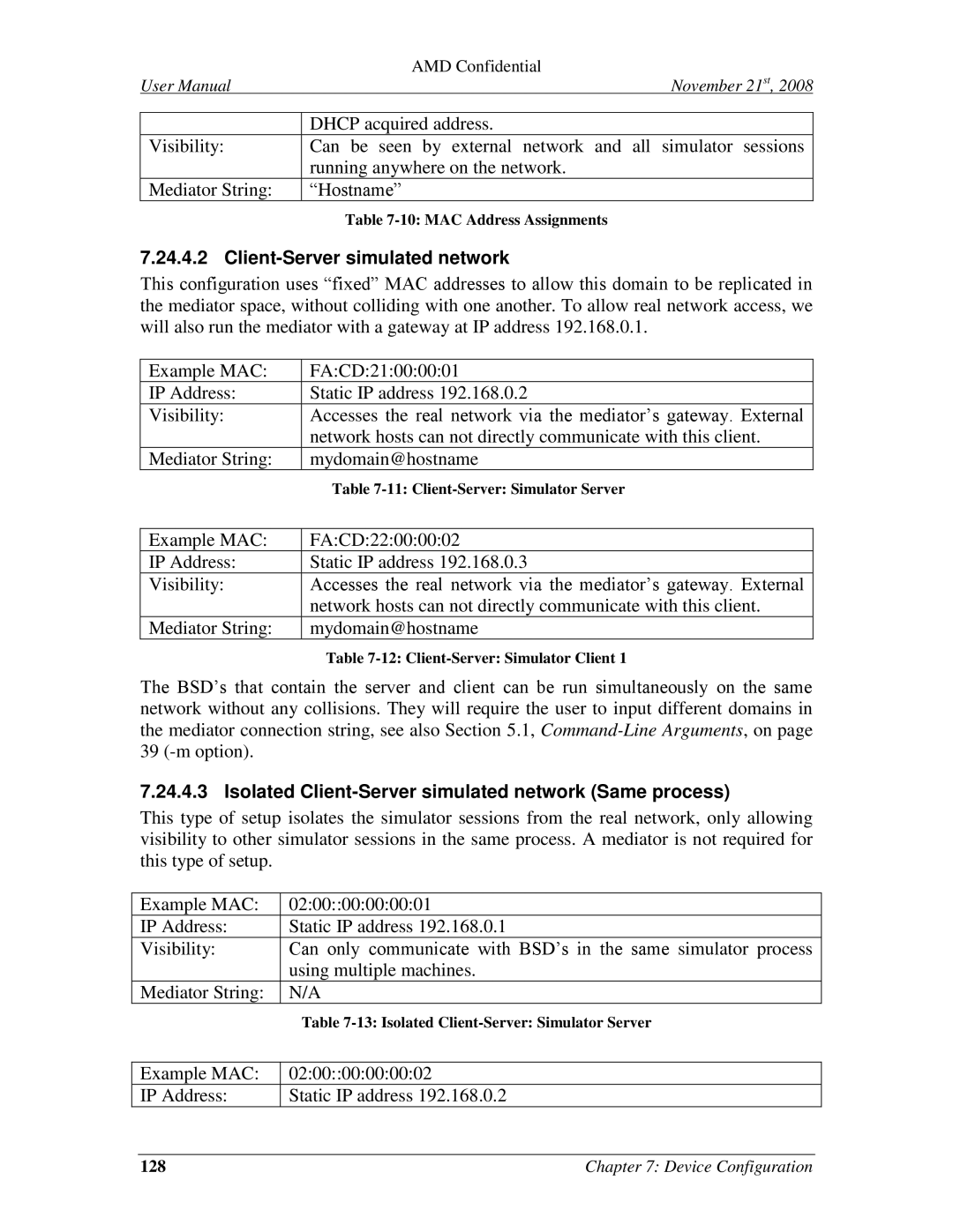 AMD 4.4.5 user manual Isolated Client-Server simulated network Same process 