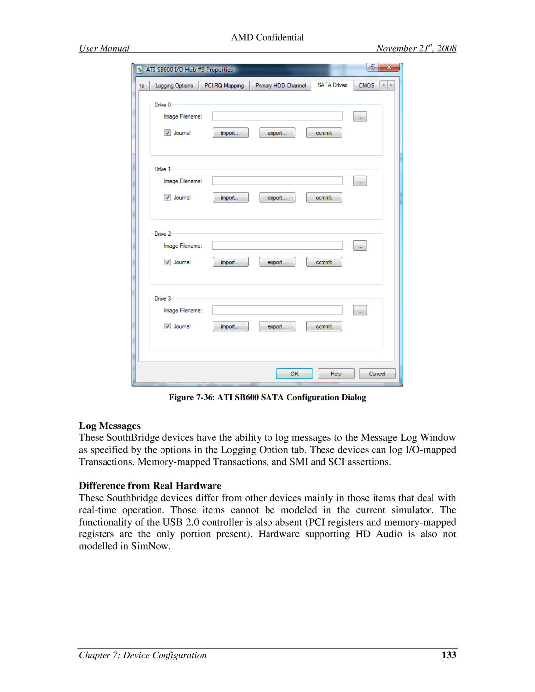 AMD 4.4.5 user manual 133, ATI SB600 Sata Configuration Dialog 