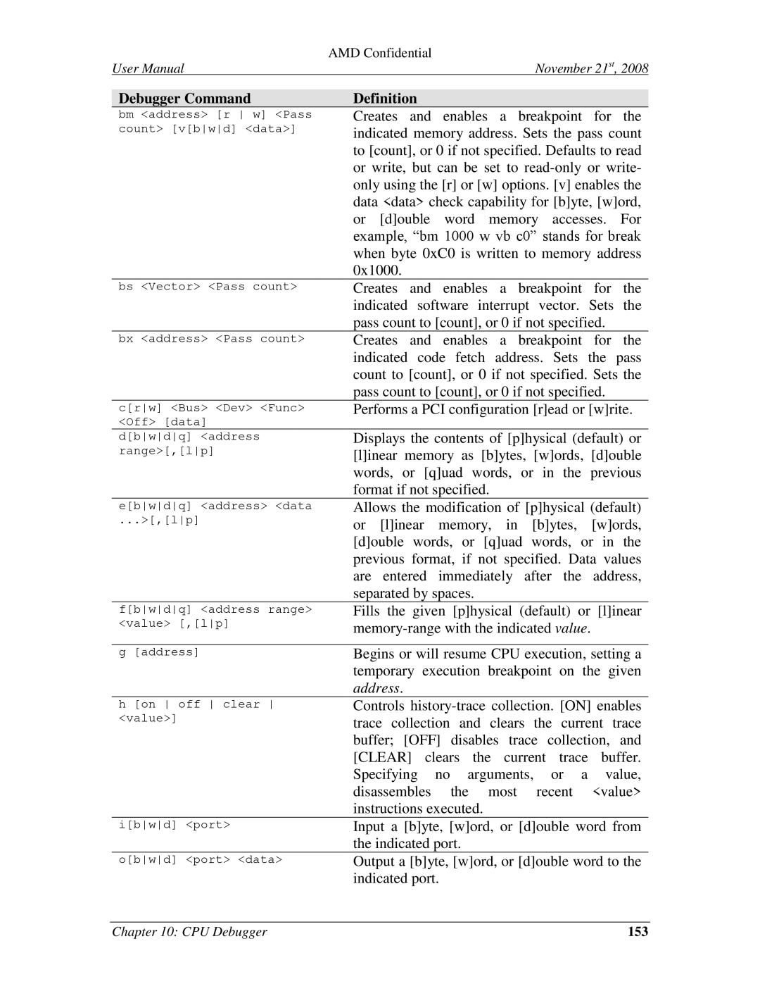 AMD 4.4.5 user manual Address, 153 