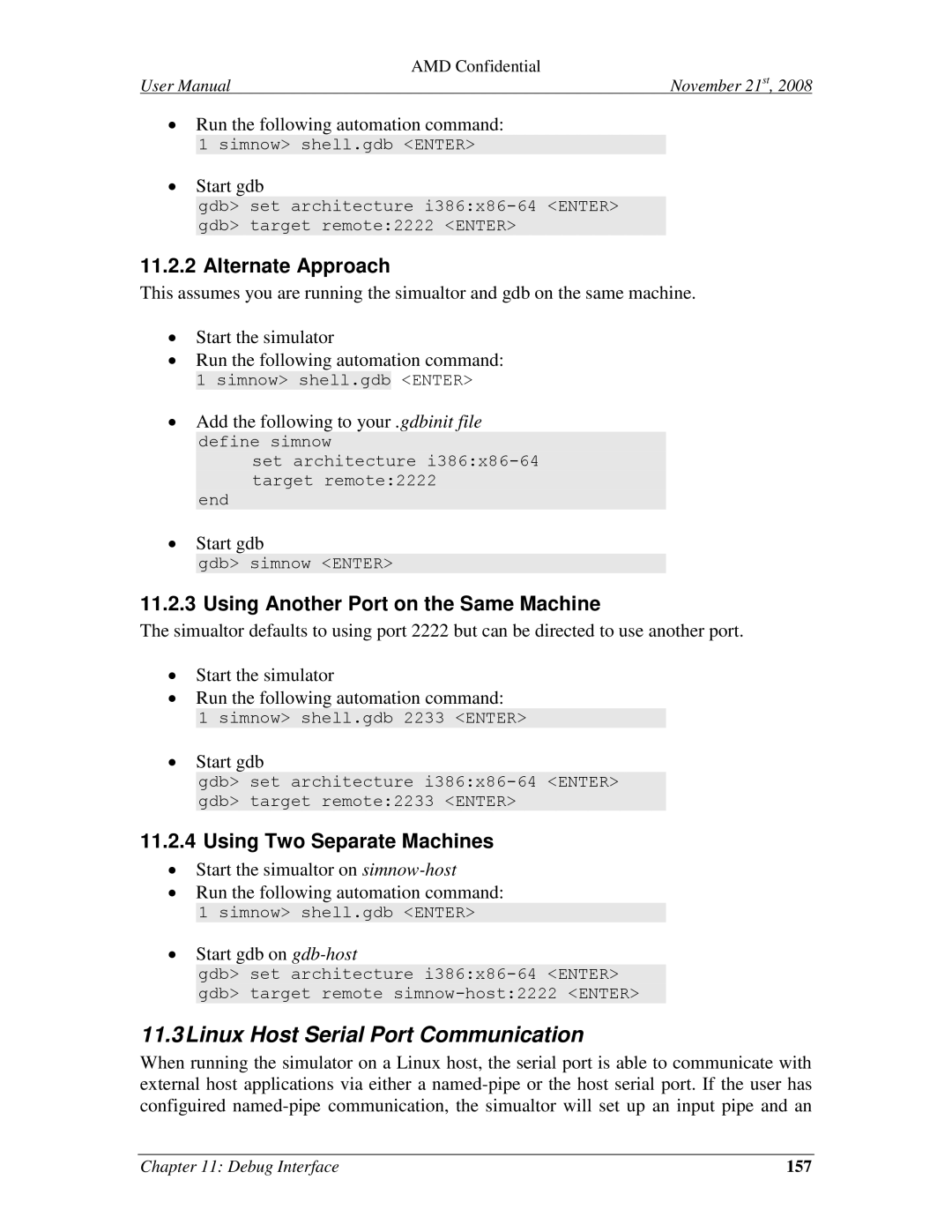 AMD 4.4.5 user manual Linux Host Serial Port Communication, Alternate Approach, Using Another Port on the Same Machine, 157 