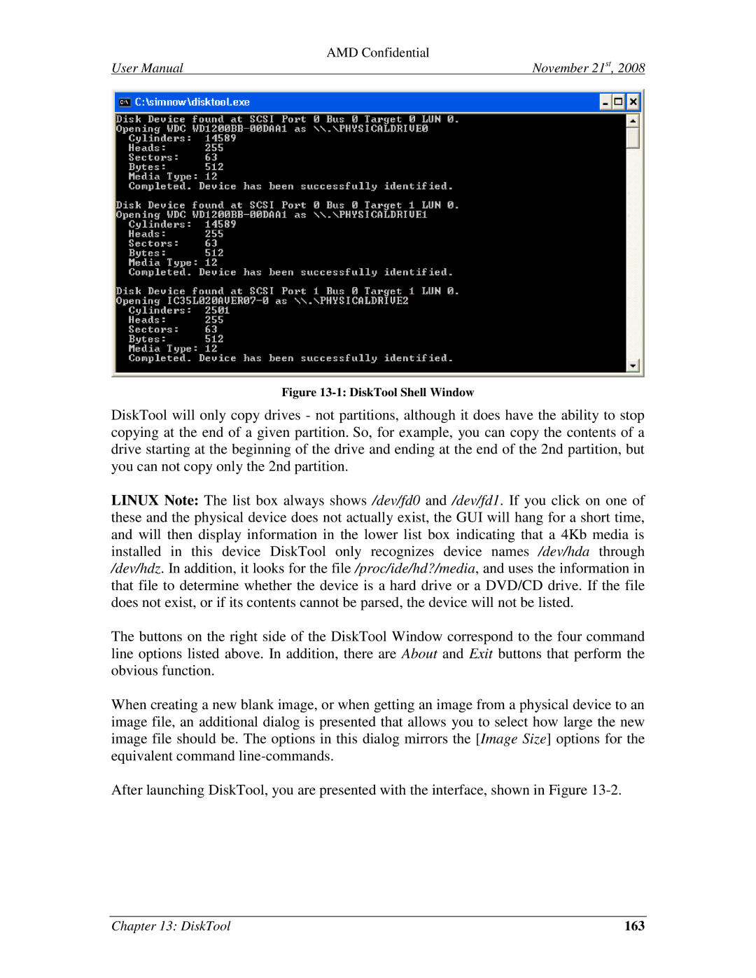 AMD 4.4.5 user manual 163, DiskTool Shell Window 