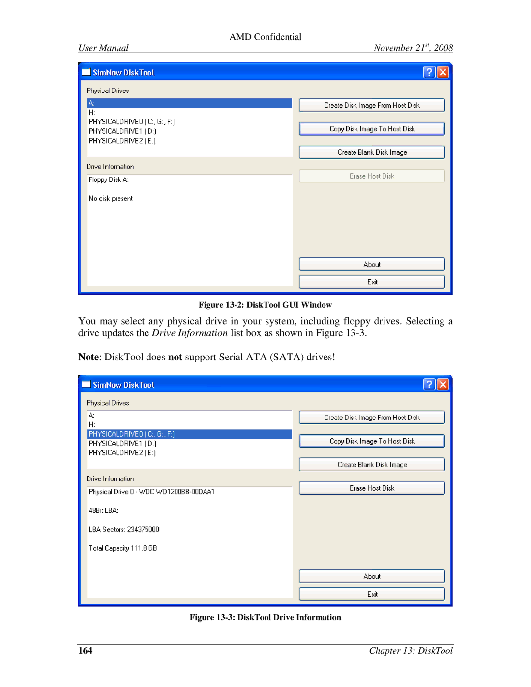 AMD 4.4.5 user manual 164, DiskTool GUI Window 